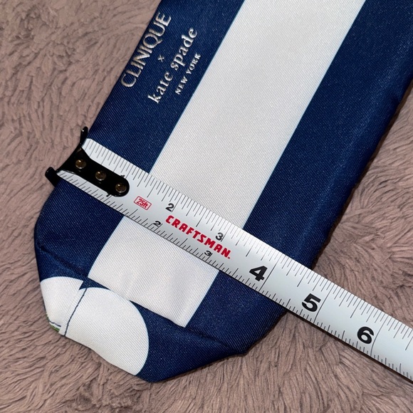 Kate Spade Clinique collab Cosmetic Bag Navy Green White Makeup Toiletries Pouch - Picture 9 of 9